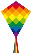 Regenboog vlieger gekleurd 58 x 70 cm - Kindervlieger - Vliegeren - Strandspeelgoed - Buitenspeelgoed