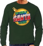 Foute Kersttrui / sweater - The name is Santa bitches  - groen voor heren - kerstkleding / kerst outfit S (48)