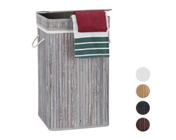 Bamboe wasmand - opvouwbaar - 70 liter - grijs