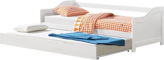 Canapé lit ado avec lit gigogne 90x200 blanc mat