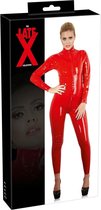 LateX – Erotische Bondage Catsuit met Rits Sluiting bij Borsten en Kruis Spanning Verzekerd Maat XL – Rood