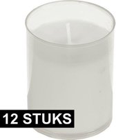12x Witte kaars navulling voor kaarsenhouder 7 x 10 cm 24 branduren - Geurloze kaarsen - Woondecoraties