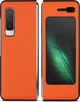 Voor Samsung Galaxy Fold Lychee Texture lederen opvouwbare beschermhoes (oranje)