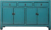 Fine Asianliving Antieke Chinese Dressoir Blauw Glossy B154xD40xH92cm Chinese Meubels Oosterse Kast