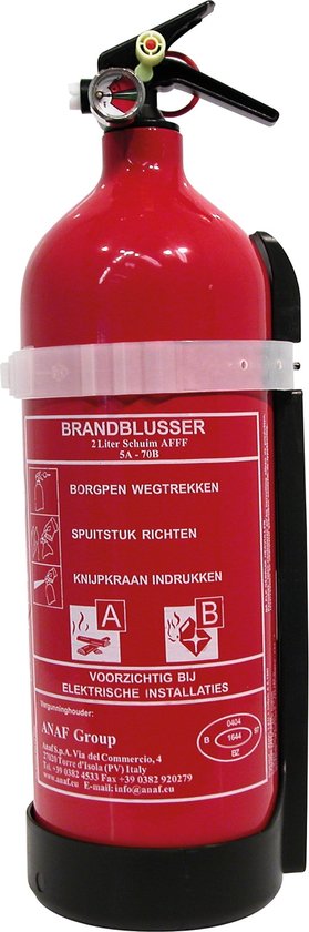 Brandblusser klasse AB 2 Liter Schuimblusser met muurbeugel