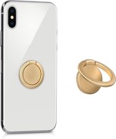 kwmobile ringhouder voor smartphone - Vingergreep voor hoesjes en achterkant telefoon - Zelfklevende ronde ring - Telefoonstandaard - Goud