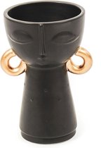 Housevitamin – Gouden oorbel vaas zwart – Zwarte vaas – Keramiek – 12x11x18