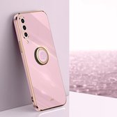 Voor Honor Play 3 XINLI Straight 6D Plating Gold Edge TPU Shockproof Case met Ring Holder (Cherry Purple)