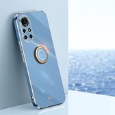 Voor Huawei nova 8 5G XINLI Rechte 6D Plating Gouden Rand TPU Shockproof Case met Ring Houder (Celestial Blue)