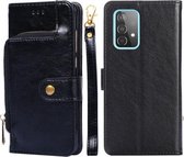 Voor Samsung Galaxy A52 5G/4G Rits Tas PU + TPU Horizontale Flip Lederen Case met Houder & Kaartsleuf & Portemonnee & Lanyard (Zwart)