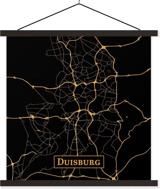 Porte-affiche avec affiche - Affiche scolaire - Carte - Duisburg - Allemagne - Or - Zwart - 60x60 cm - Lattes noires