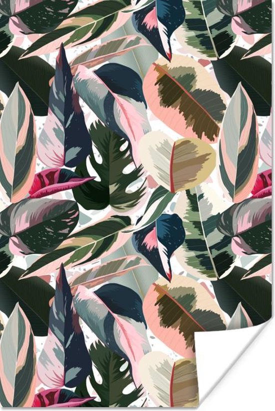 Poster Tropical - Roze - Bladeren