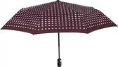 paraplu Mini 98 cm automatisch stippen dames bordeaux/roze
