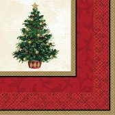 servetten kerstboom 33 x 33 cm papier rood/goud 16 stuks