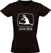 John Beer | Dames T-shirt | Zwart | Boer | Trekker Tractor | Bier | Drank | Feest | Festival | Grappig | Cadeau