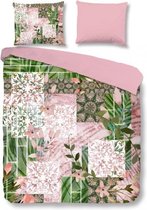 dekbedovertrek Gloria 240 x 220 cm groen/roze
