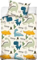 dekbedovertrek Dino 100 x 135 cm katoen wit/groen