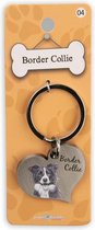 sleutelhanger Border Collie 5 cm staal zilver