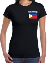 Philippines t-shirt met vlag zwart op borst voor dames - Filipijnen landen shirt - supporter kleding XS