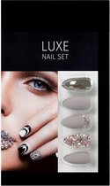 Salon Perfect Luxe Nepnagels - Luxe Nail Set - nep nagels set - 63046BP - Matte & Chrome - Mat - Nude - Grijs -Taupe - Kunstnagels