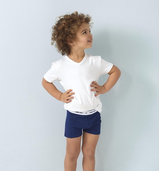 Little Label T-shirt Garçons Wit - Col V- 3 pièces - Ensemble de valeur - Taille 122-128 - Katoen BIO doux