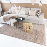 Hoogpolig vloerkleed shaggy Trend effen - beige 240x240 cm