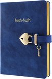 Victoria's Journals - Dagboek met Slot en Sleutel - Hush-Hush My Secret Diary w/ Heart Lock - Premium Vegan Leer Dagboek -  Hardcover - 320 Pagina's Premium Papier -  13 x 18 cm (Blauw)