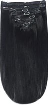 Remy Human Hair extensions Double Weft straight - zwart 1#