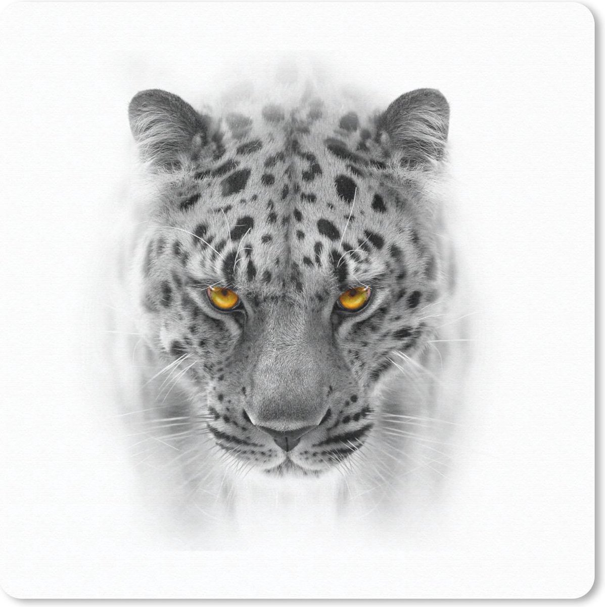 Muismat 30x30 cm - Mousepad Luipaard - Zwart - Wit - Dieren - Muismatten