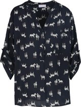 Cassis - Female - Blouse in viscose met zebraprint  - Marineblauw