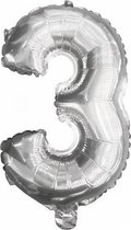 folieballon cijfer "3" 39 cm zilver
