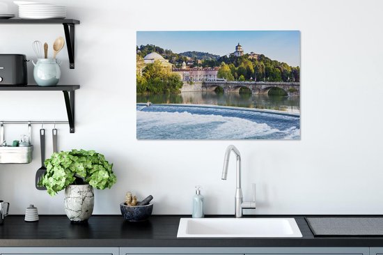 Tableau Toile Turin - Pont - Rivière - 90x60 cm - Décoration murale