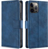 Hoesje geschikt voor Samsung Galaxy S21 - Bookcase - Pasjeshouder - Portemonnee - Krokodil patroon - Kunstleer - Blauw