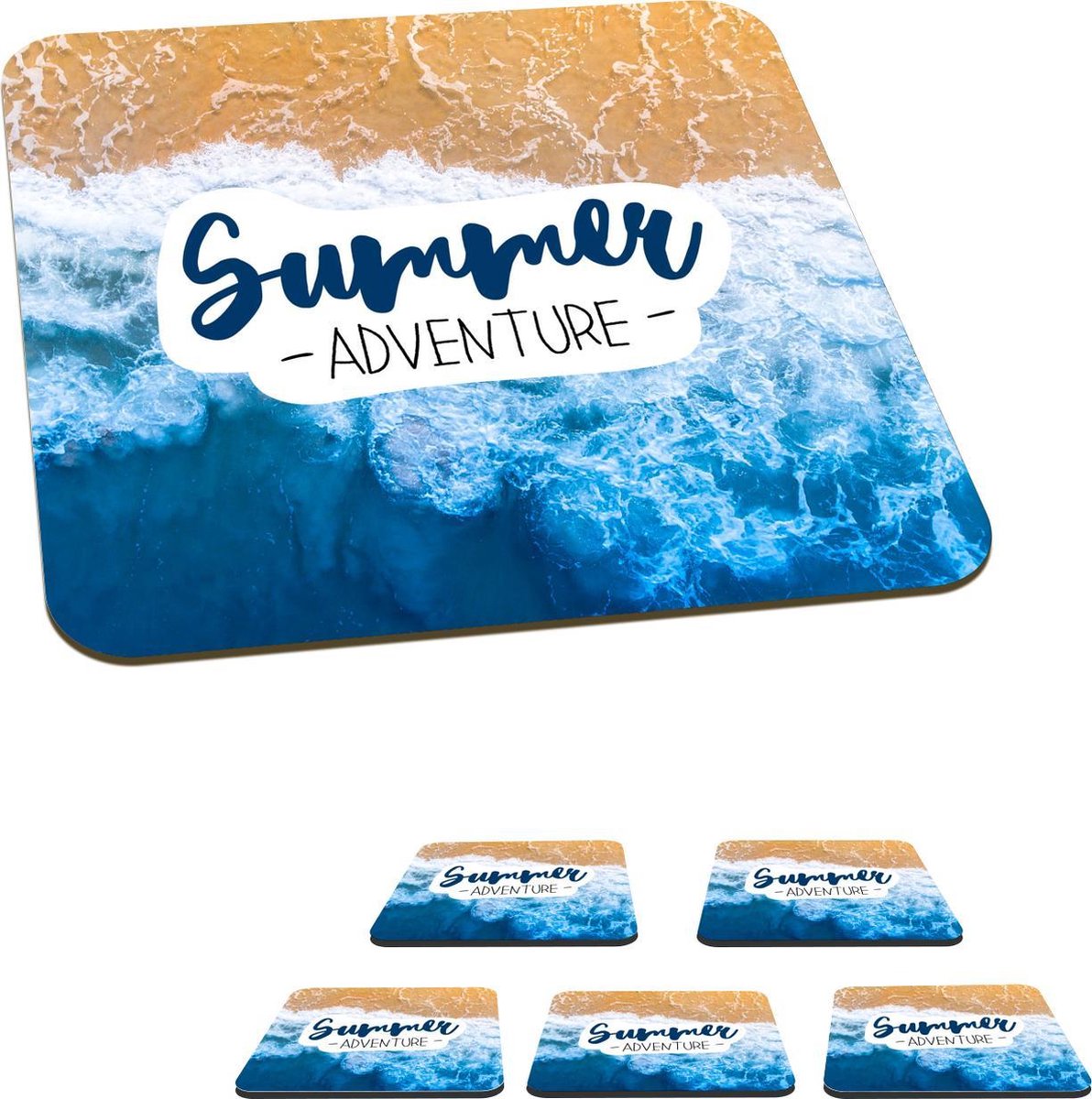 Onderzetters voor glazen - Zee - Strand - Quotes - 10x10 cm - Glasonderzetters - 6 stuks