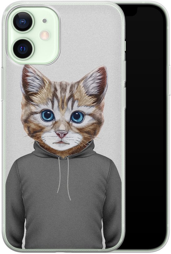 iPhone 12 mini - Chat mignon | Apple iPhone 12 Mini | Étui en Siliconen TPU | Couverture arrière transparente