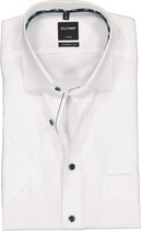 OLYMP Luxor modern fit overhemd - korte mouw - wit structuur (contrast) - Strijkvrij - Boordmaat: 40