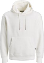 JACK & JONES relaxt fit trui katoen - soft hoodie middeldik - wit - Maat: L