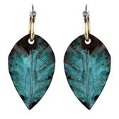 Oorbellen - Bladeren - Messing - Turquoise - Blad - India - Sarana
