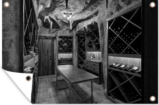 Een op ontworpen wijnkelder - zwart wit