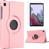 Case2go - Tablet hoes geschikt voor Samsung Galaxy Tab A7 Lite - Draaibare Book Case Cover + Screenprotector - 8.7 inch - Roze