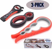 Multifunctionele opener triopack | Multi opener 5 in 1, 6 in 1 en 4 in 1 | Alles opener | Universele opener | Bier opener | Keukenhulp | Blikopener | Potopener | Pet Flessen