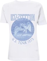 Led Zeppelin Heren Tshirt -L- Tour '75 Blue Wash Wit