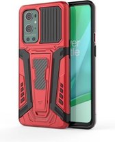 Voor OnePlus 9 Pro War Chariot Series Armor All-inclusive schokbestendige pc + TPU-beschermhoes met onzichtbare houder (rood)