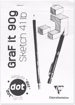 Dotted Papier A4 schetsblok 80 vel, 90 g/m² + Sakura Pigma Micron PN Fineliners Set van 3 (zwart/rood/blauw)