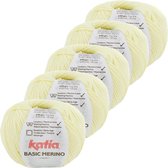 Basic Merino - kleur 84_Pastelgeel - bundel 5 bollen 50 gr.  van 120 m.