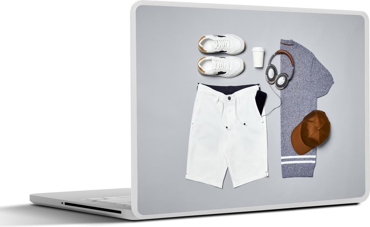Afbeelding van product SleevesAndCases  Laptop sticker - 12.3 inch - Knolling lay-out van sportieve casual kleding en koptelefoon