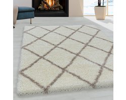 Vloerkleed Alvor Shaggy Hoogpolig Creme 60 x 110 cm Moonay Home