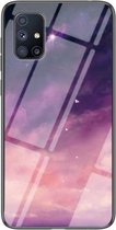 Voor Samsung Galaxy M31S Sterrenhemel Geschilderd Gehard Glas TPU Schokbestendig Beschermhoes (Dream Sky)