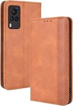 Voor vivo X60 Pro/X60 5G Gebogen Oppervlak Magnetische Gesp Retro Crazy Horse Textuur Horizontale Flip Lederen Case met Houder & Kaartsleuven & Fotolijst (Bruin)