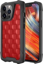 3D reliëf PU + PC + TPU antislip schokbestendige beschermhoes voor iPhone 13 Pro (rood)